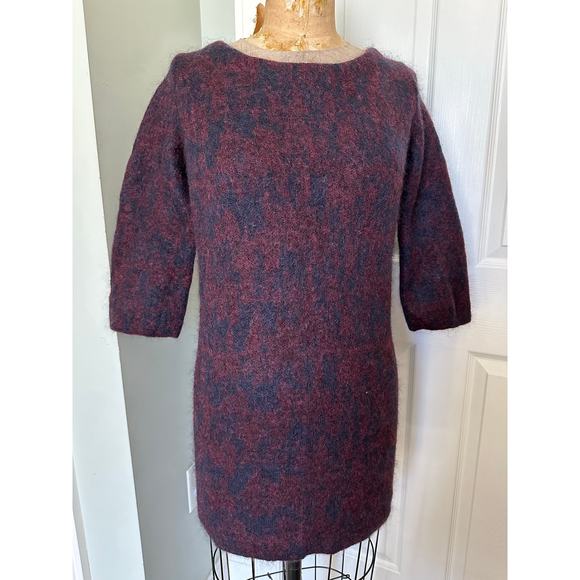 COS Knitted Mohair-Wool Blend Sweater Dress - XS dark burgundy black fuzzy tunic - Picture 12 of 14